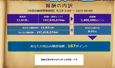 釣神報酬画面