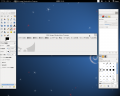 gnome-shell上でgimpを開いたところ。フォントが異常にでかいことがお分かりいただけるだろうか