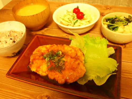ささみの衣揚げレモンあん定食