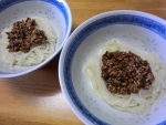 ひき肉と胡瓜佃煮ウドン