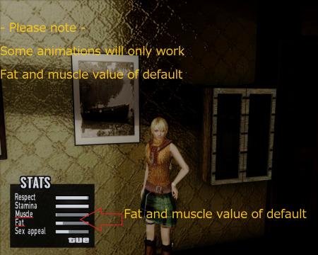 - Please note - Some animations will only work if Fat and muscle value of default