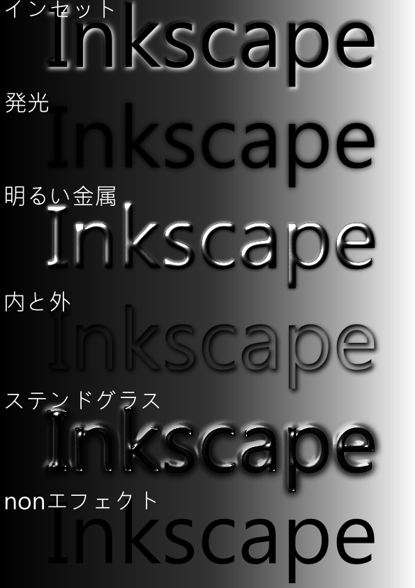 くりえいと メモ Inkscapeフィルタ効果 テキスト編