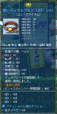 鋭いバックルベルト