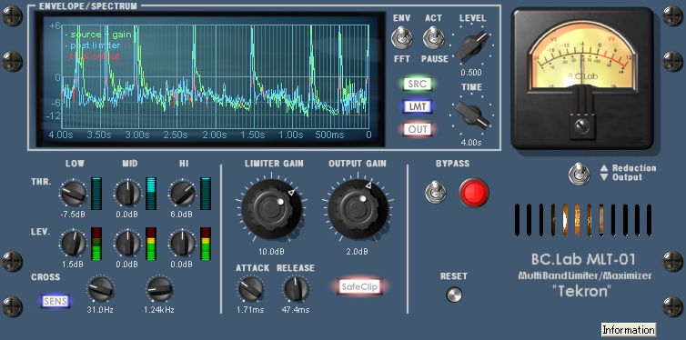 【BC.Lab】無料体験版なのに機能制限無しのマルチバンドのコンプレッサー(マキシマイザー、リミッター)【MLT-01