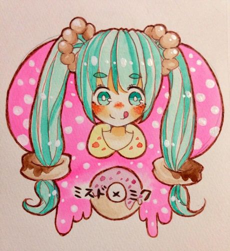 ミスドとミクを掛け合わせた絵を募集