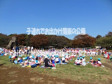 大混雑の芝生広場