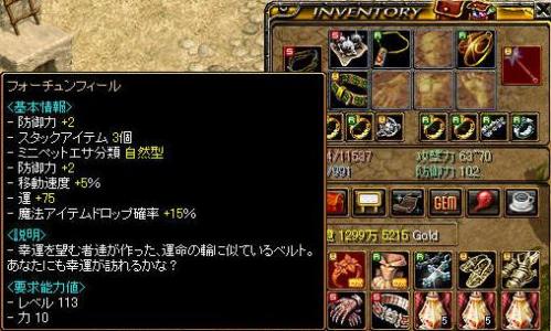 フォーチェンフィール装備時の防御力