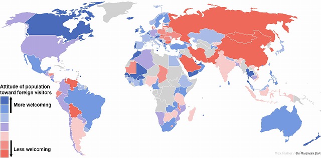 外国人に対する歓迎度マップ