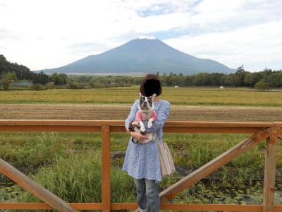 富士山をバックに記念撮影