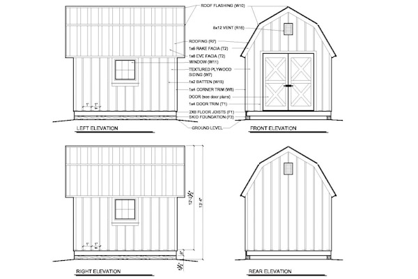 shed plans, 10' x 12' deluxe modern roof style #d1012m
