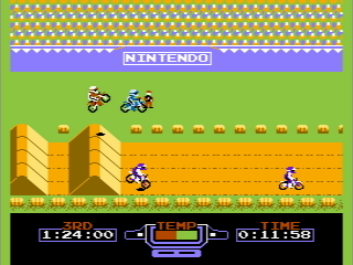 任天堂紅白機的ExciteBike遊戲畫面