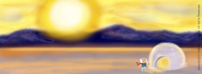 雪原と夕日