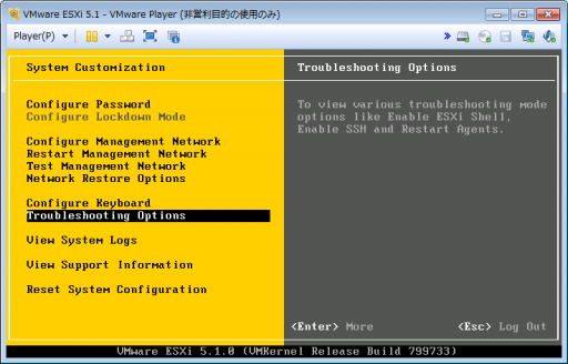 Troubleshooting Optionsを選択