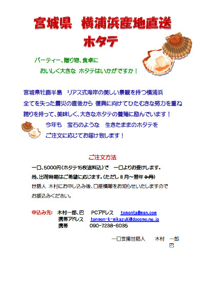 ホタテ購入支援案内 新