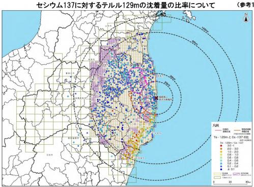 セシウム137に対するテルル129の割合