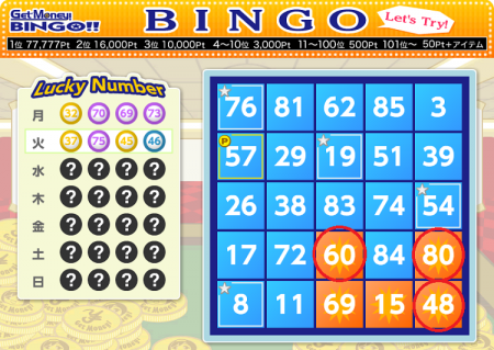 GetMoney!(H26.9.16 今日のBINGOシート)