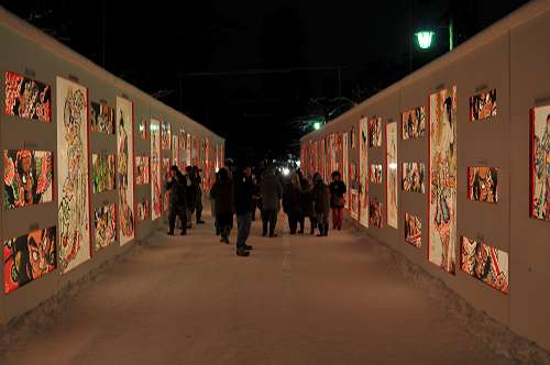 hirosaki  three major shrine and snow lantern festival in night, 240211 1-31-s